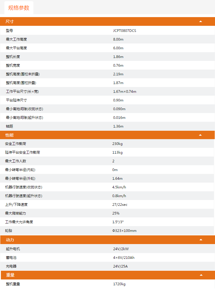 迪慶升降平臺JCPT0807DCS規(guī)格參數(shù)